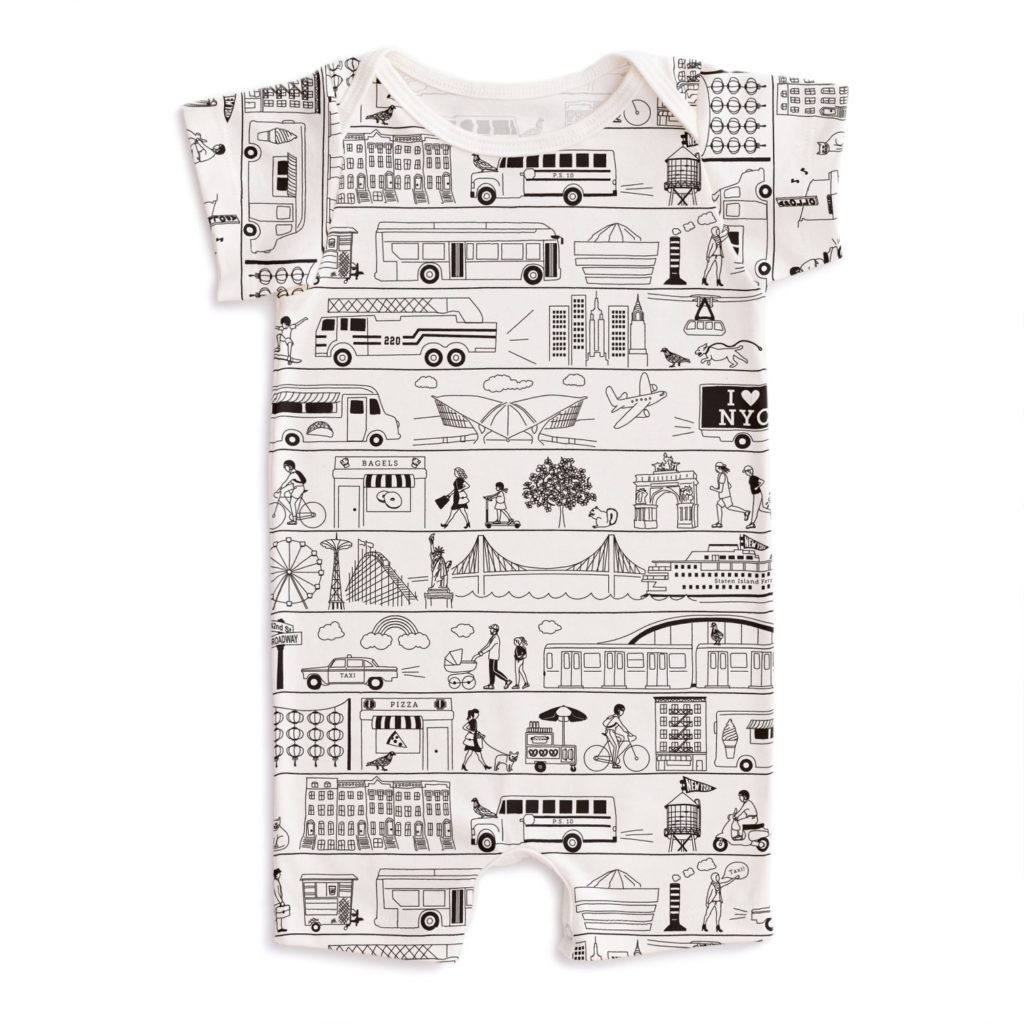 NYC baby gift: Maptote's French Terry NYC baby romper print