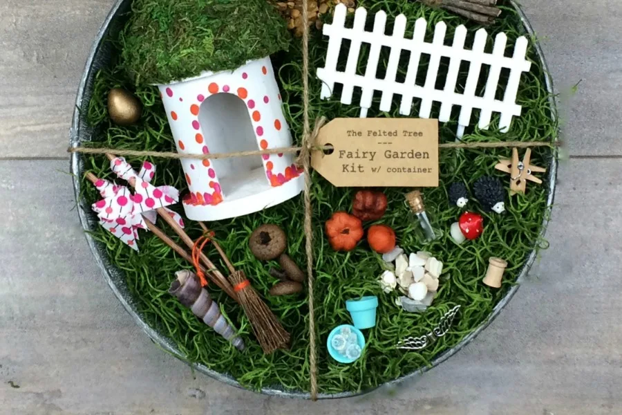 Felted Tree fairy garden container kits: So cute for window sills or a tiny corner of your garden or patio
