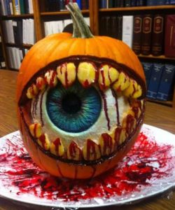 Bloody eyeball teeth pumpkin from the This Old House carving contest
