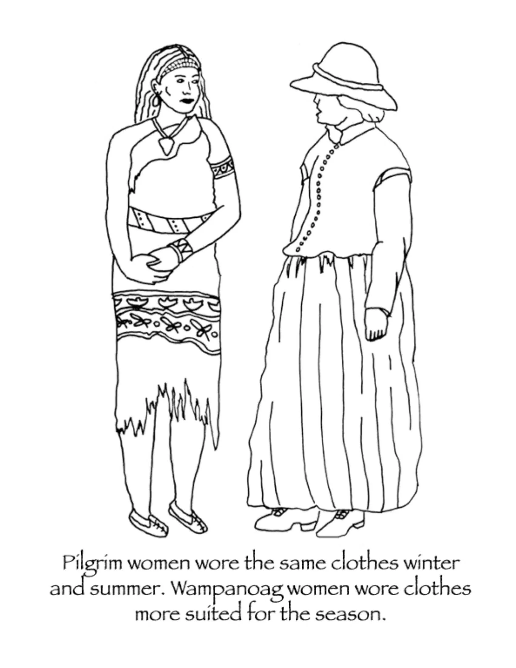 Historically accurate Thanksgiving coloring pages: Wampanoag moccasins