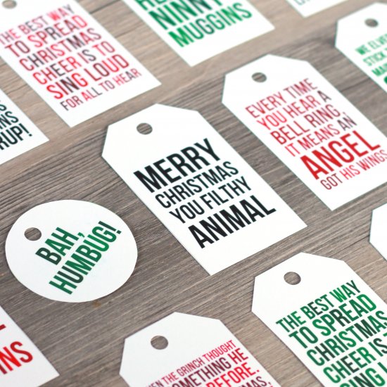Free holiday movie quote printable gift tags by The Happy Tulip make us happy.
