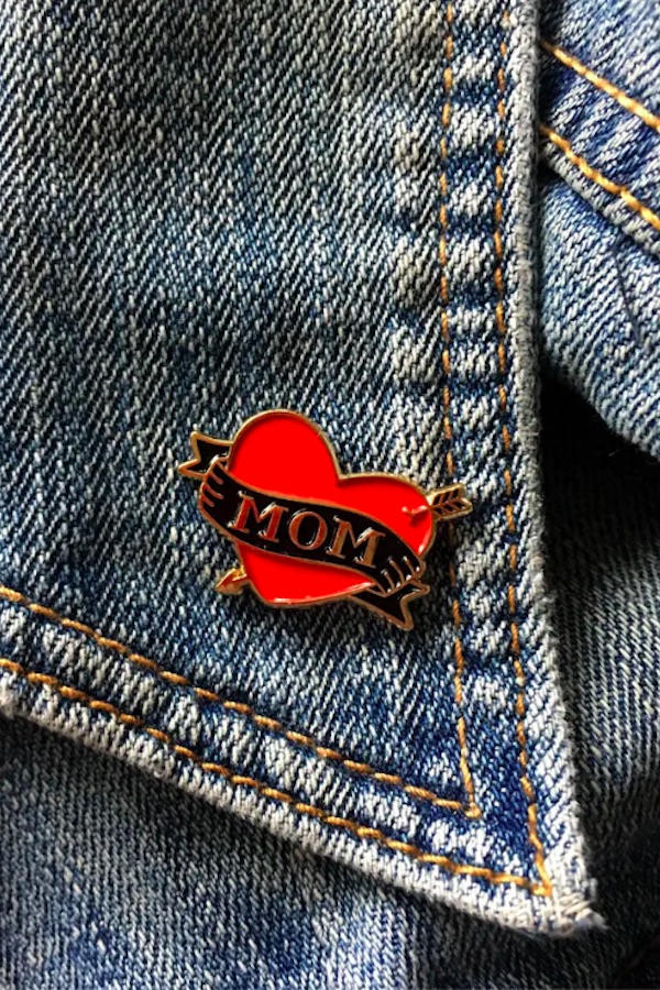 Fishcake Design's MOM enamel pin makes a special Mother's Day gift under $25--in fact, this is only $10!