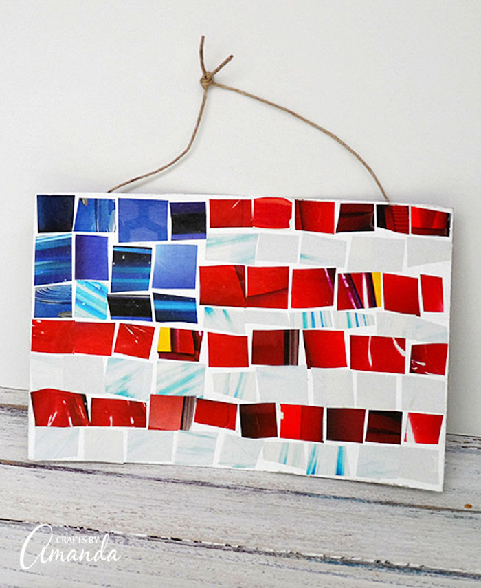 Alternate 4th of July celebration ideas: Make something! Like this DIY mosaic flag craft at Crafts by Amanda