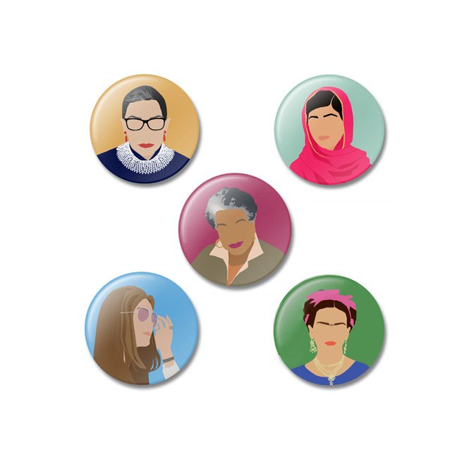 Meaningful gifts for kids: Women hero button set from The Film Artist