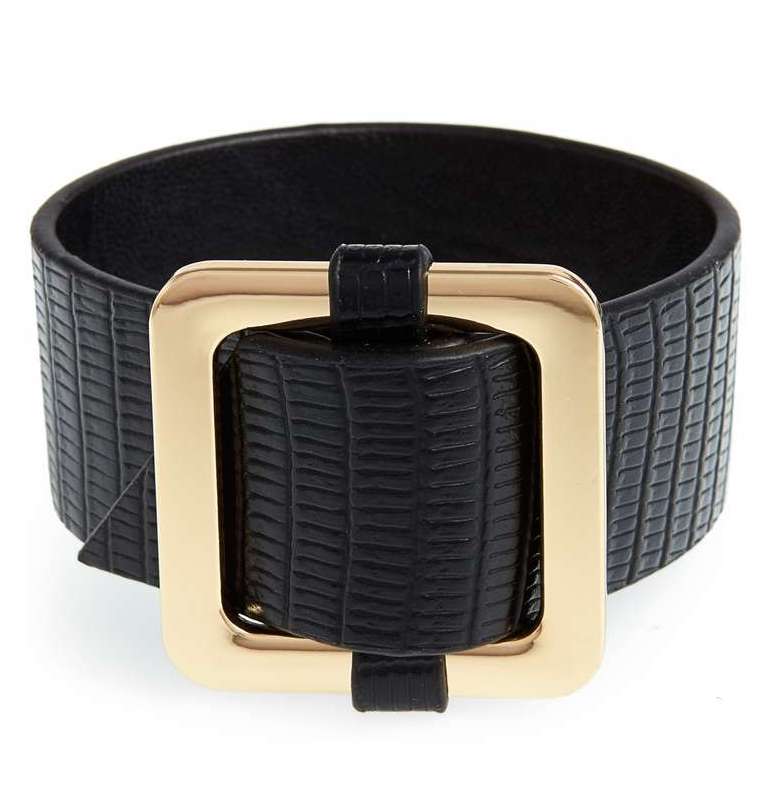 Chunky black faux leather buckle bangle at Nordstrom | Cool affordable Mother's Day gifts under $15