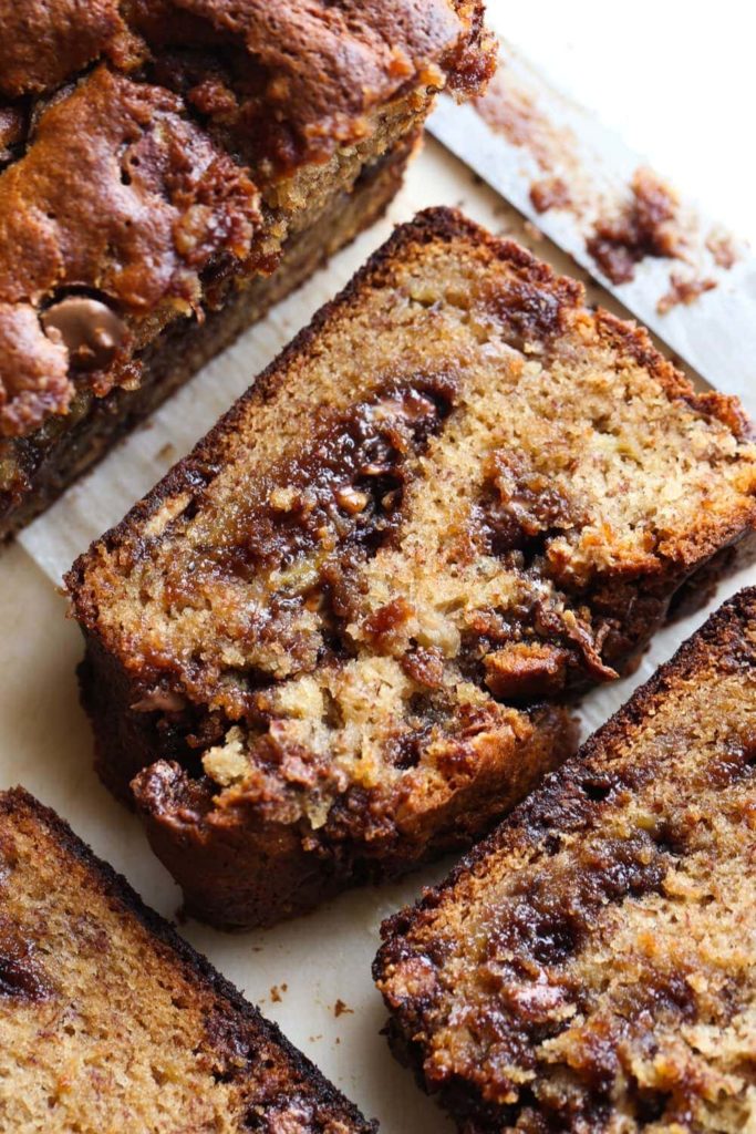 Recipes using leftover Halloween candy: Reeses Peanut Butter Banana Bread recipe from Cookies and Cups Recipes using leftover Halloween candy: Reeses Peanut Butter Banana Bread recipe from Cookies and Cups