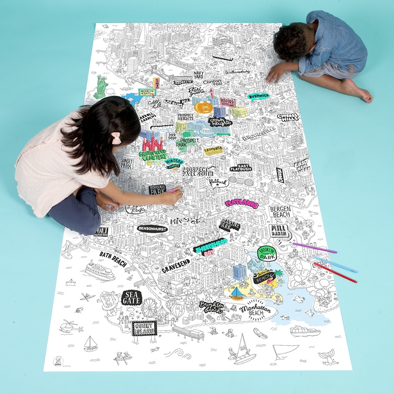OMY giant coloring pages of countries, or cities like Tokyo, Paris, or Brooklyn