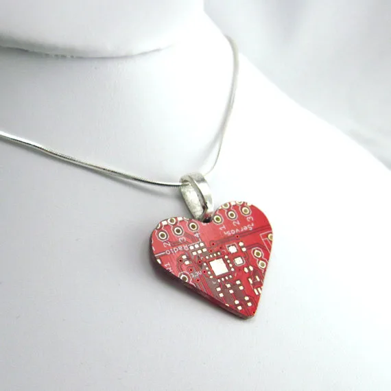 Cool STEM gifts for girls: Upcycled circuit board heart necklace Cool STEM gifts for girls: Upcycled circuit board heart necklace