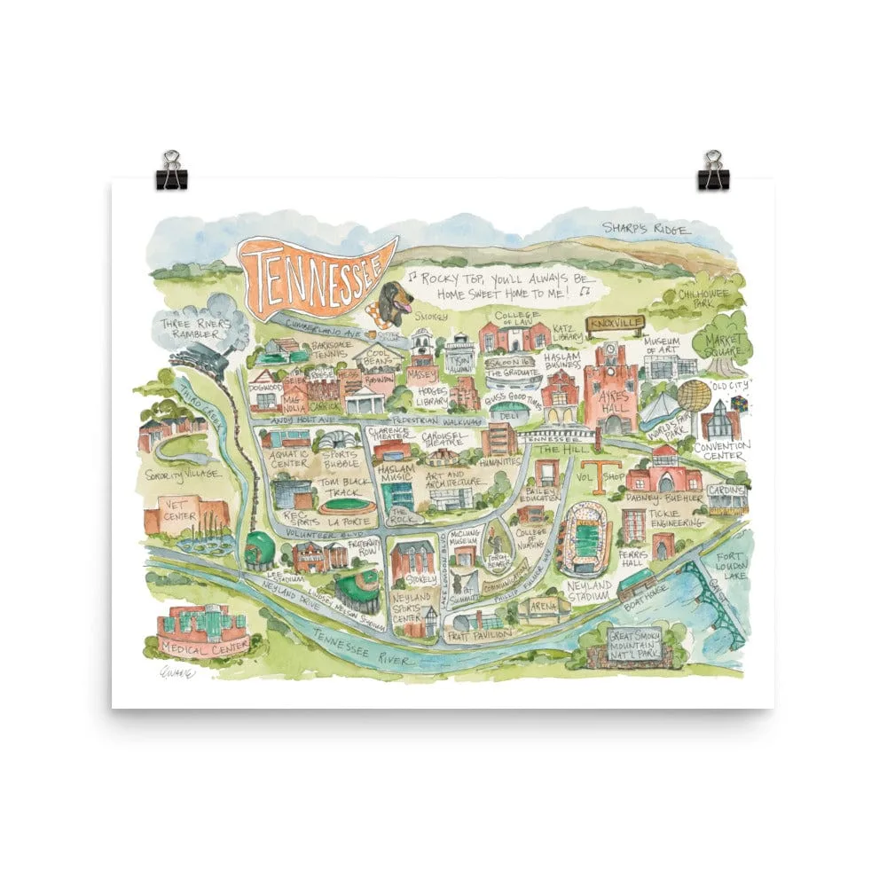 College Campus Map Art Print