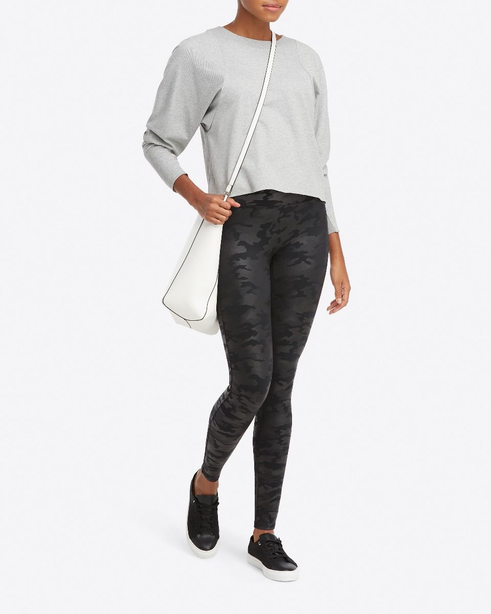 Spanx black camo faux leather leggings: Stylish + comfy which is just what we love Spanx black camo faux leather leggings: Stylish + comfy which is just what we love