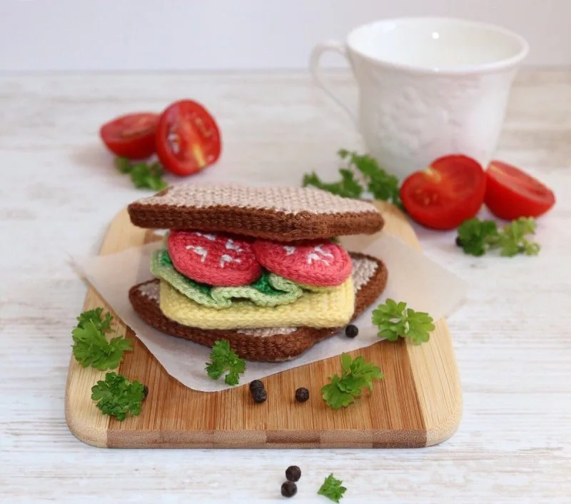 Cutest play food makers on Etsy: Crochet Sandwich by Lil Crochet Love