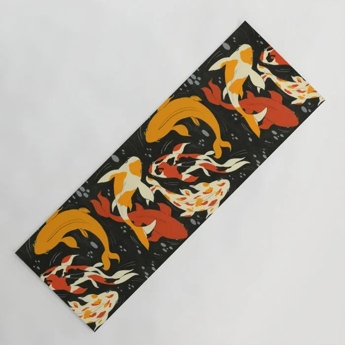 Fresh yoga mats: Koi in Black Water by Amanda Laurel Atkins