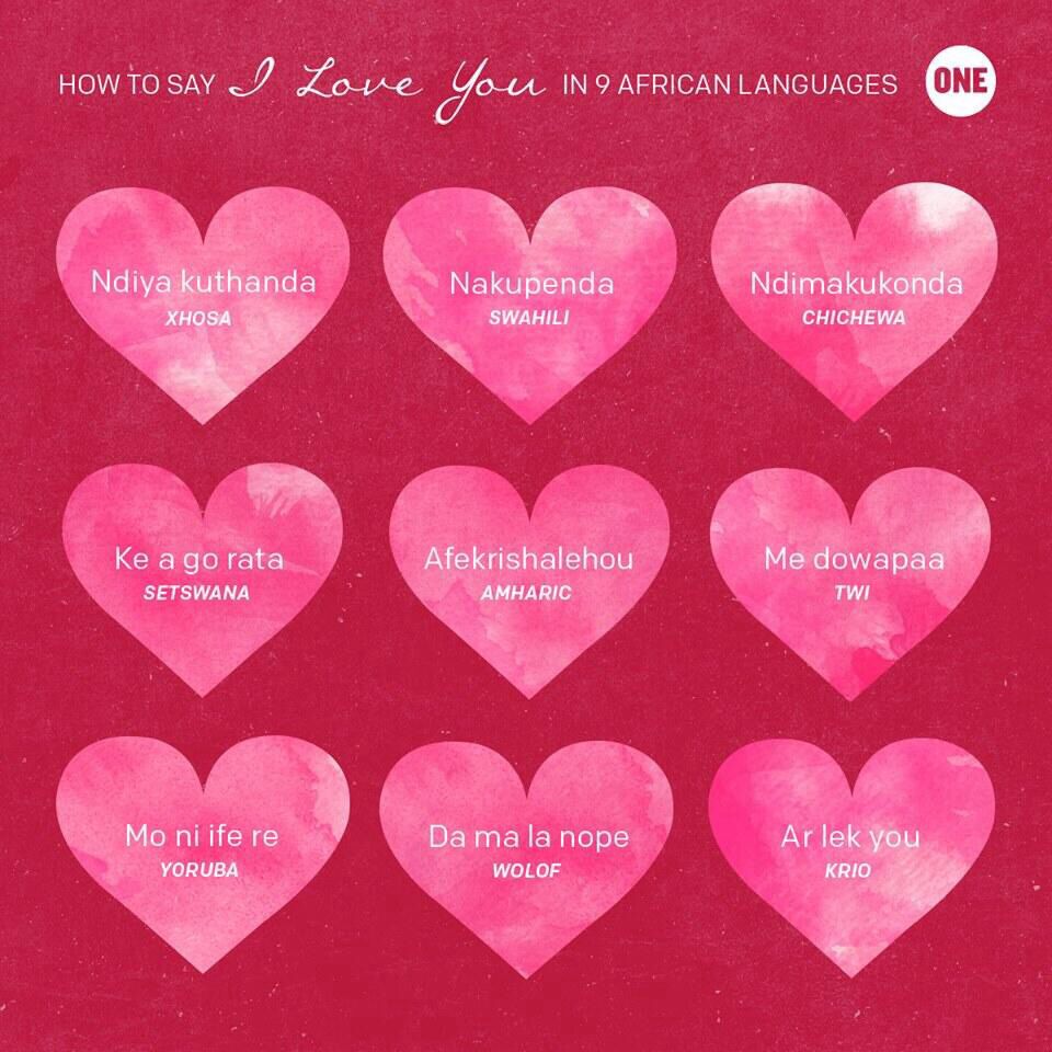 Printable Valentine featuring Love in 9 African languages Printable Valentine featuring Love in 9 African languages