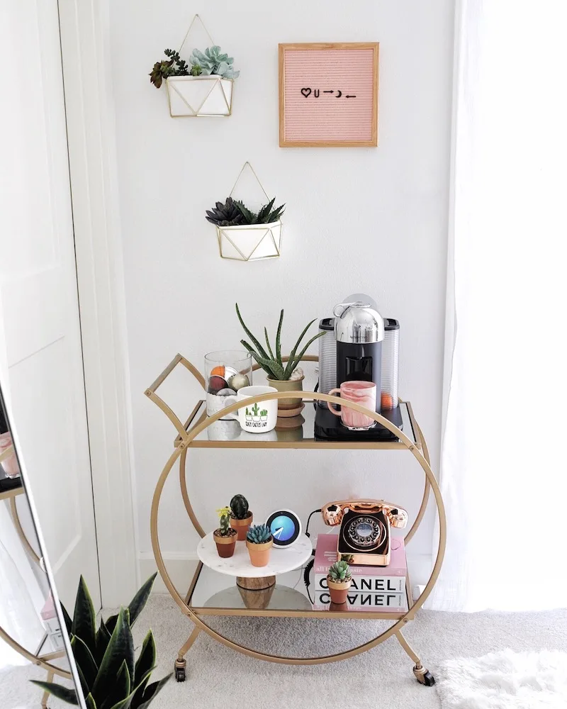 Cool DIY coffee bar carts: Mid-century modern cart at Gypsy Tan