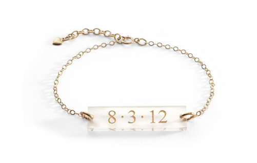 Custom jewelry for mom - personalized acrylic block bracelet by Moon &amp; Lola