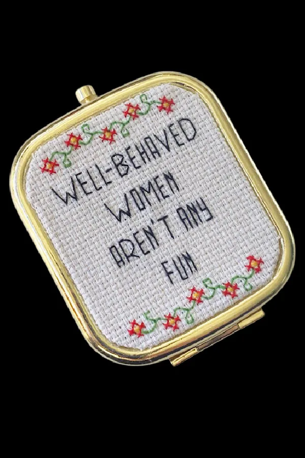 Subversive cross stitch compact DIY needlework kit: Well-behaved women