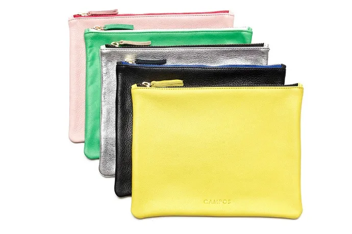 New Campos leather clutch bags in gorgeous colors
