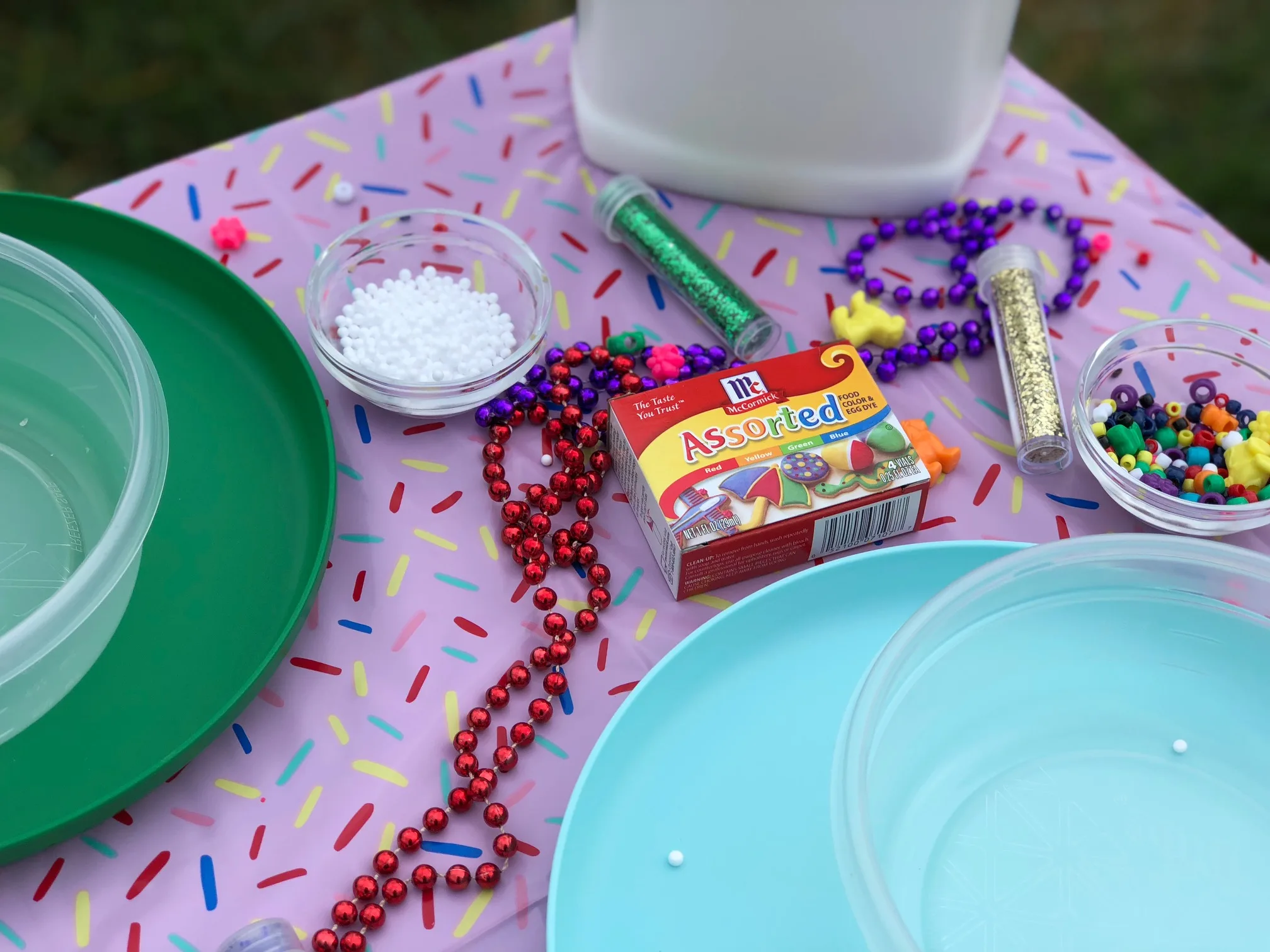 Everything you need for a DIY Slime Party: McCormick Food Color and Egg Dye