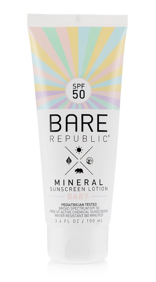 Most affordable safe sunscreens for kids 2018: Bare Republic Baby Mineral Sunscreen Lotion SPF 50