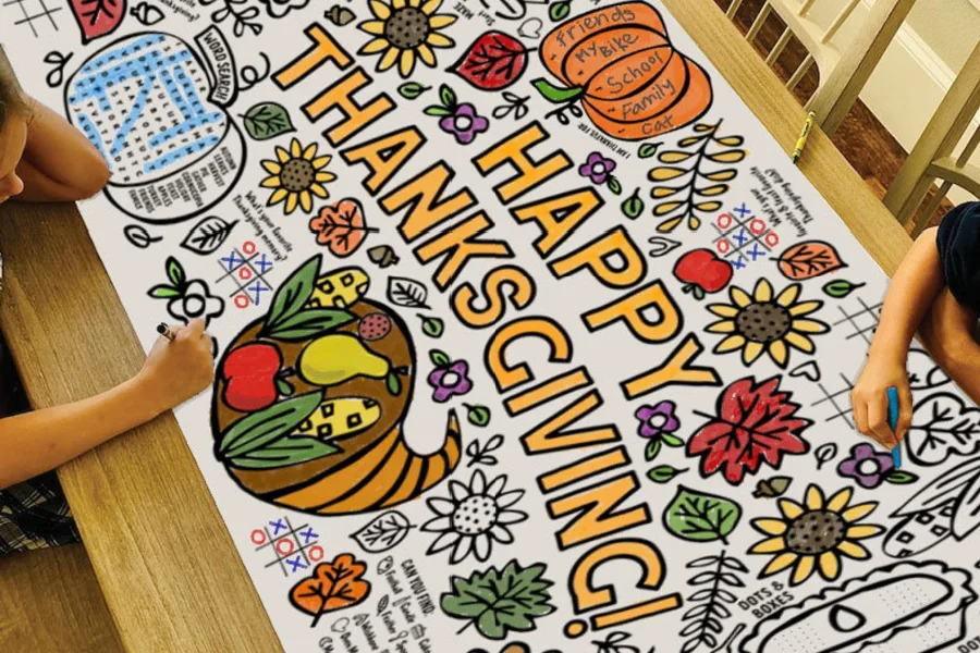 We're grateful for this Thanksgiving activity tablecloth that lets kids scribble during the meal