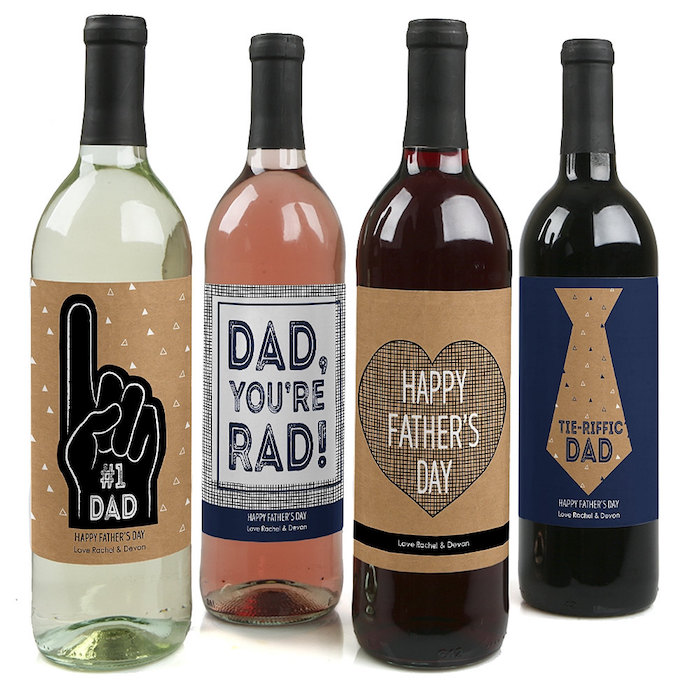 Best personalized Father's Day gifts: Custom Father's Day Wine Labels by Big Dot of Happiness