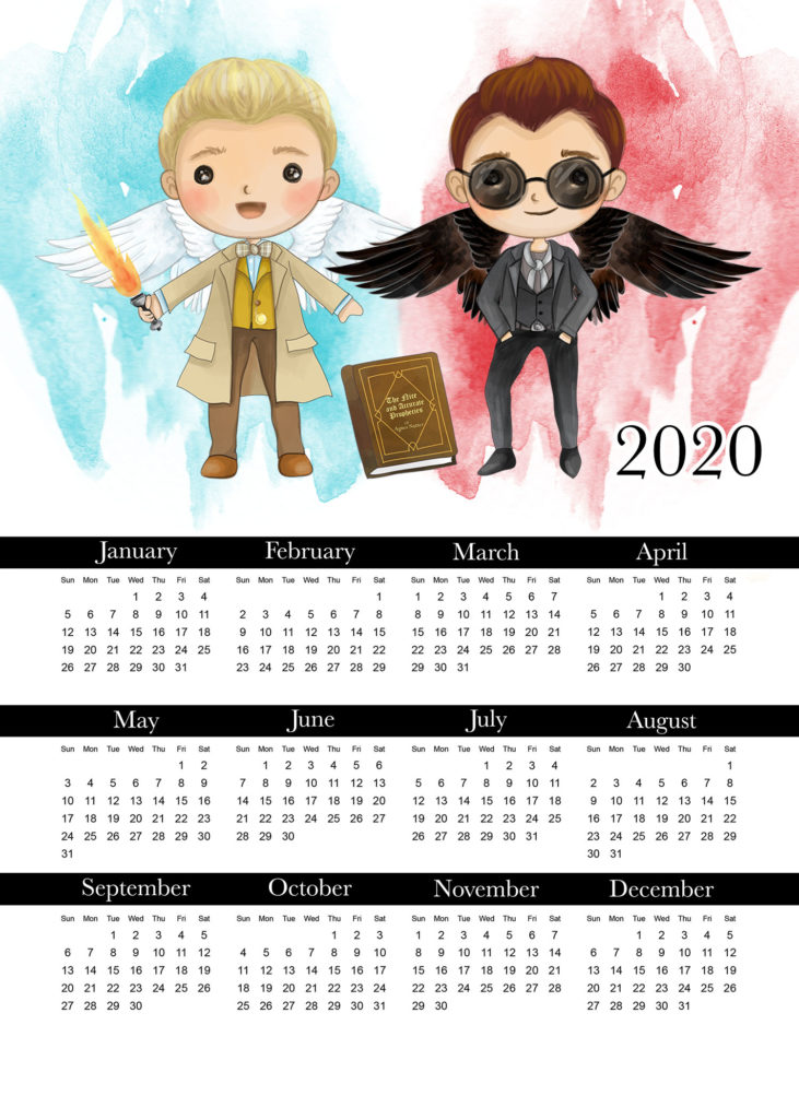 Free printable 2020 calendar for Good Omens fans: The cottage market