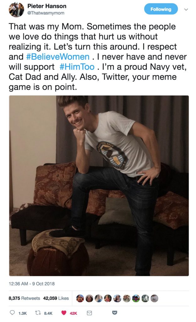 How Pieter Morgan turned a viral post from his mom about him into something positive for #metoo -- and social media behavior in general