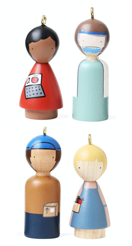 Beautiful set of handmade 2020 essential worker heroes ornaments Beautiful set of handmade 2020 essential worker heroes ornaments