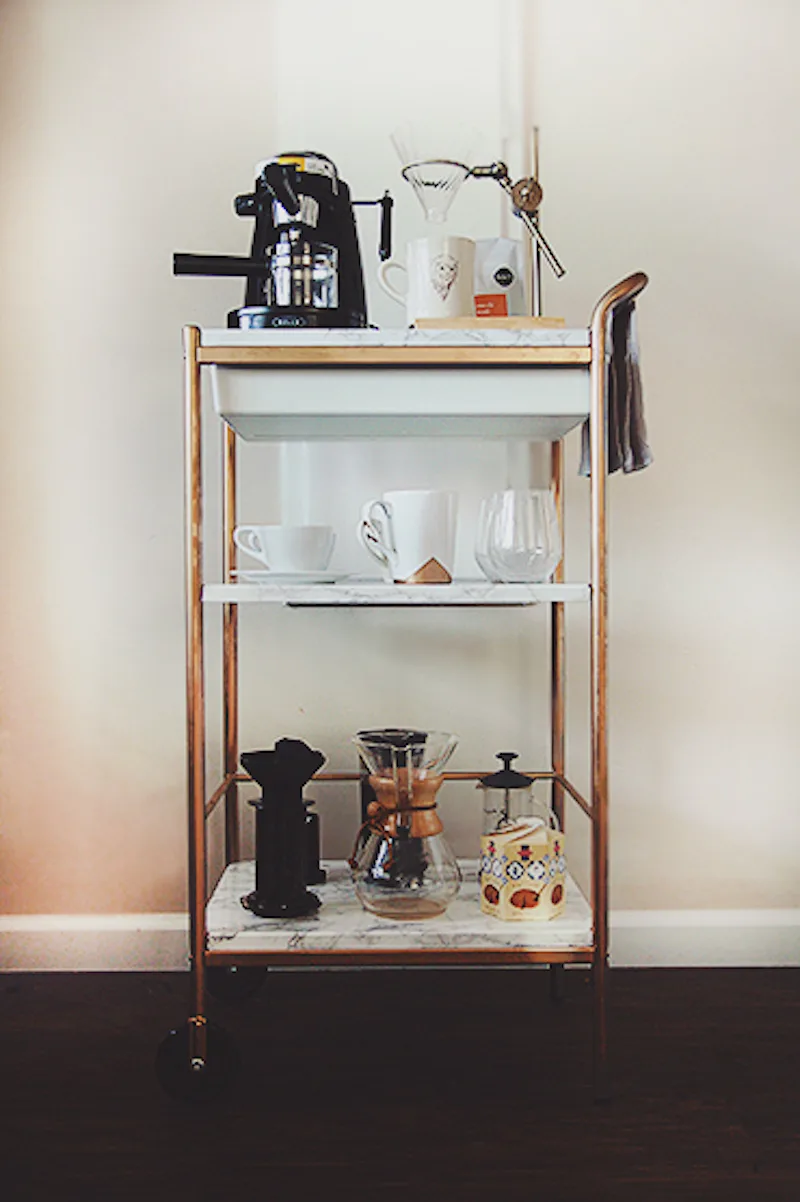 Cool DIY coffee bar carts: IKEA hack cart at Creating with KLC