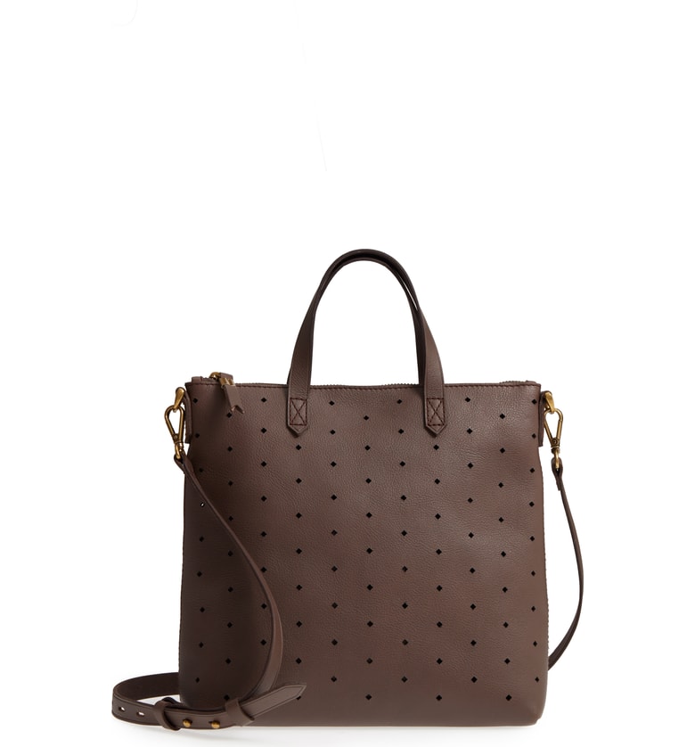 Fall handbag on sale at Nordstrom: Madewell Perforated Leather Crossbody in Chocolate Brown