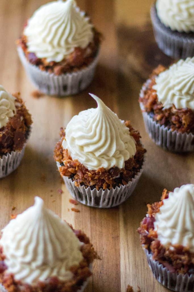 Chocolate Bourbon Maple Bacon Cupcakes (recipe)