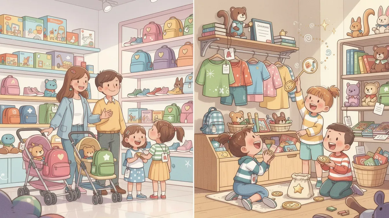 A comparison of retail and resale prices for children's items.