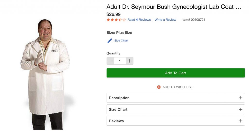 Dr Seymour Bush GYN costume is glorifying sexual predators Dr Seymour Bush GYN costume is glorifying sexual predators