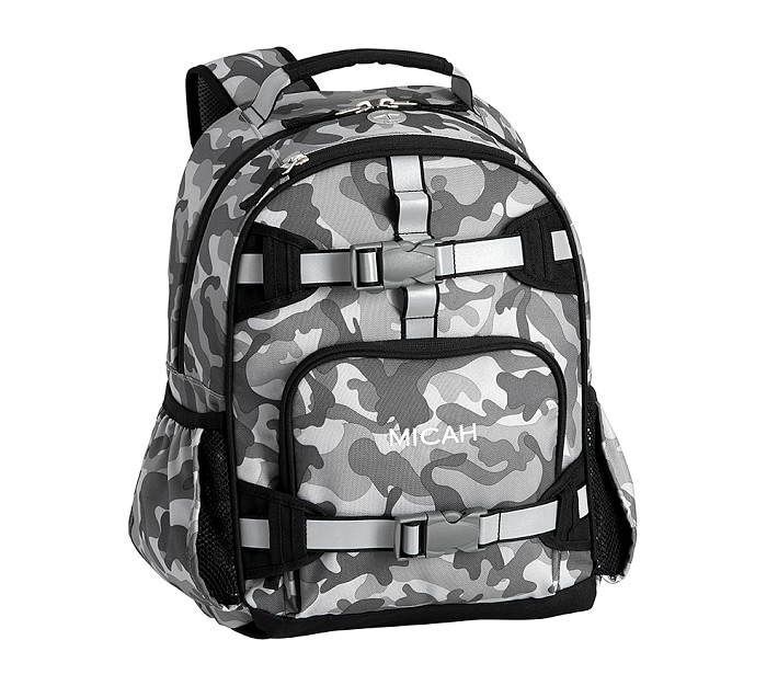 Pottery Barn Kids Reflective Gray Camo Small Backpack