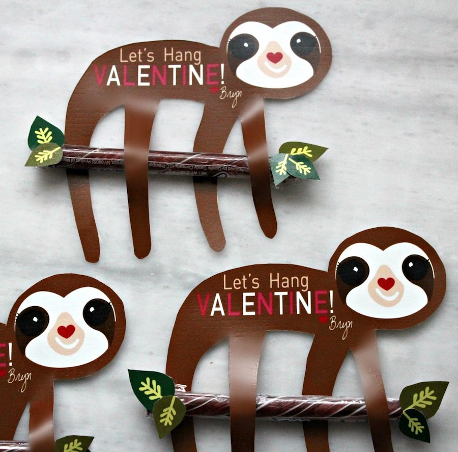 Best free printable Valentines for older kids: Sloth cards at A Touch of That