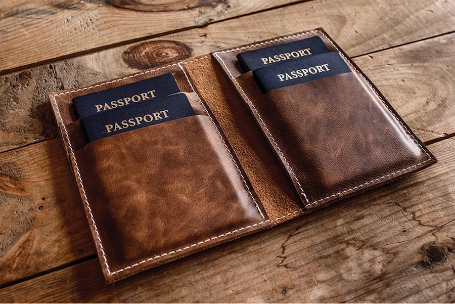 Practical Father's Day gifts that are still cool: Handmade leather family passport case from Portland Leather