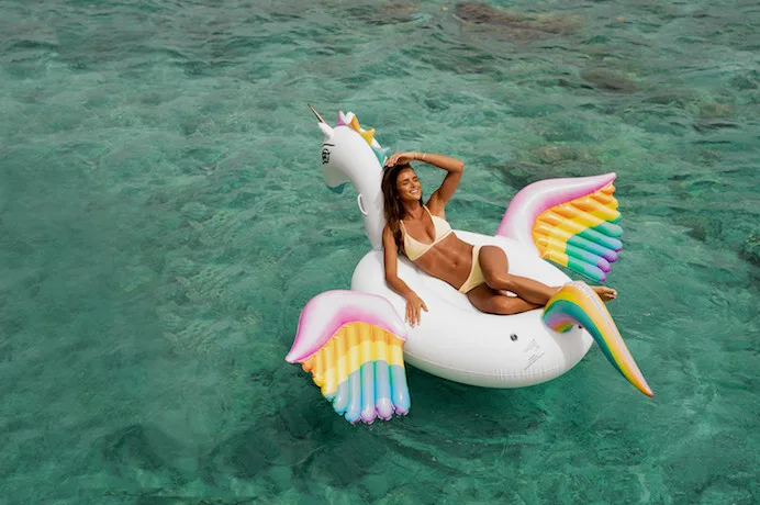 Funboy's cool pool floats include this awesome rainbow unicorn