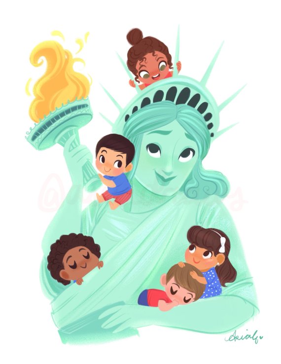 Meaningful gifts for kids: Children of America Liberty print by Asia Draws