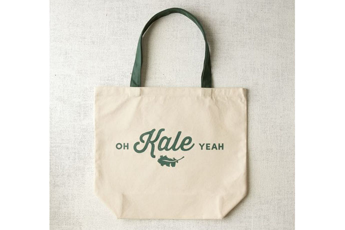 Oh Kale Yeah! reusable grocery tote bag at West Elm Oh Kale Yeah! reusable grocery tote bag at West Elm