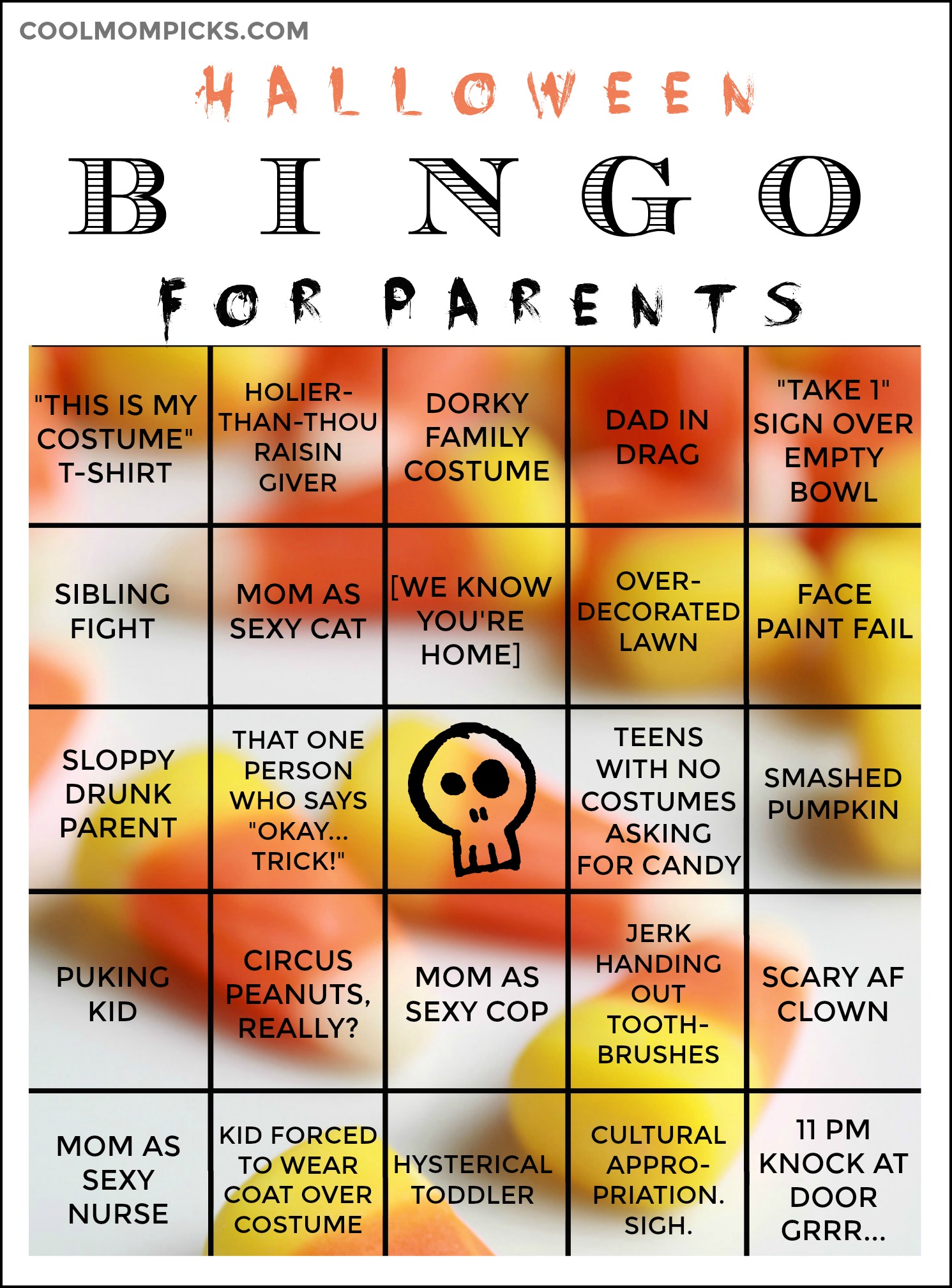 Free printable Halloween Bingo card for parents. Enjoy!