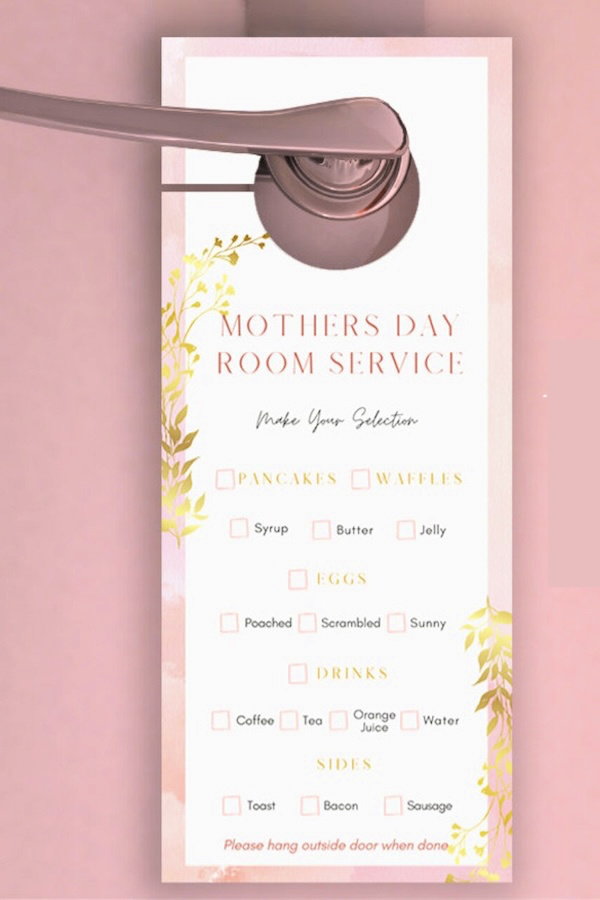 Printable Room Service Door Hanger (Mother's Day)