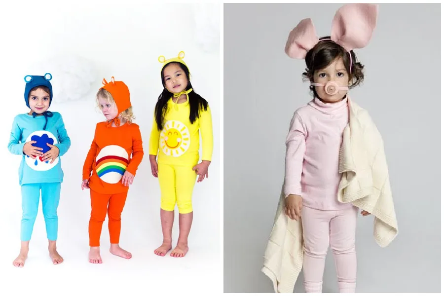 Last-minute Halloween costumes for kids: Care Bears at Say Yes, and Pigs in a Blanket at Real Simple