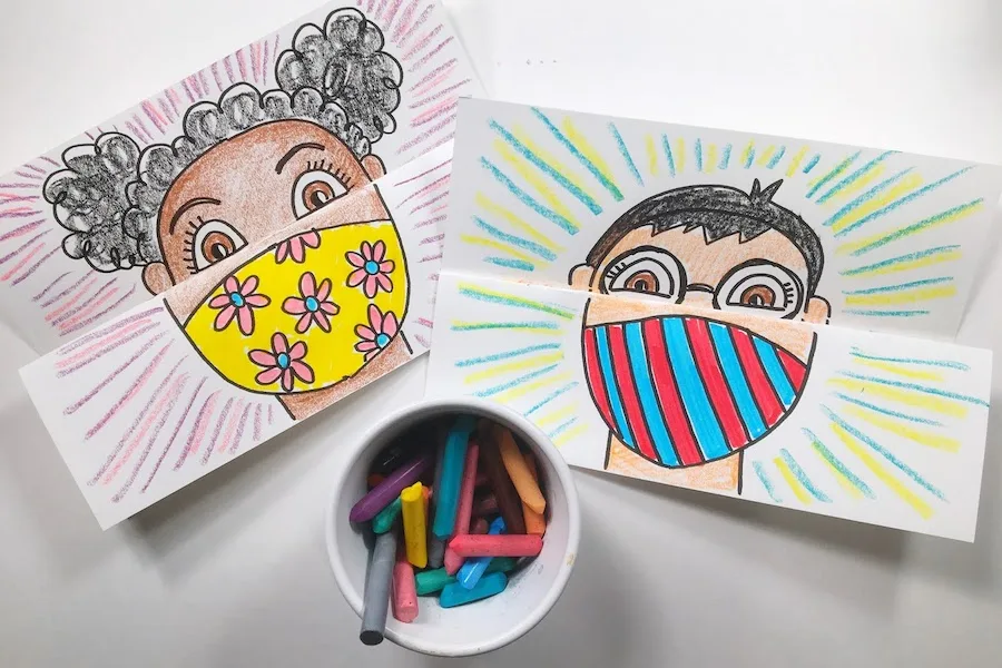 This mask self-portrait art project is the PERFECT back-to-school idea for teachers to help kids reveal to new classmates who they are behind their masks.