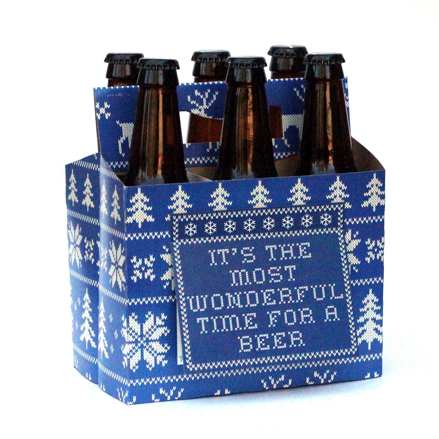 Fun hostess gift ideas: Christmas Sweater Beer Holder you can fill with 6 different microbrews (or not!)