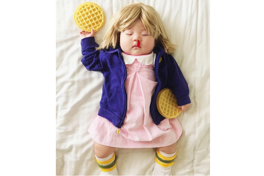 Hottest pop culture baby Halloween costumes: Eleven via LauraIZ on IG Hottest pop culture baby Halloween costumes: Eleven via LauraIZ on IG
