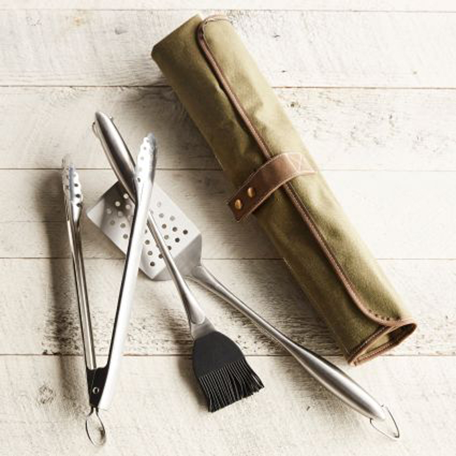 Stainless Steel BBQ Tool Set with Canvas Roll