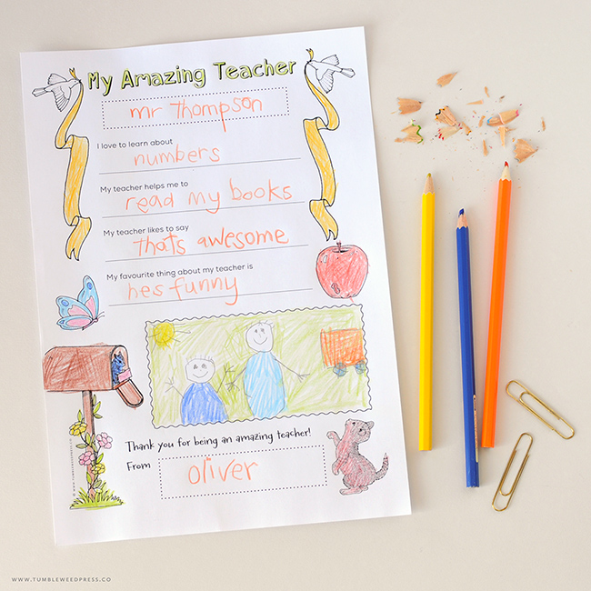 Free Teacher Appreciation Printable (Tumbleweed Press Co.)