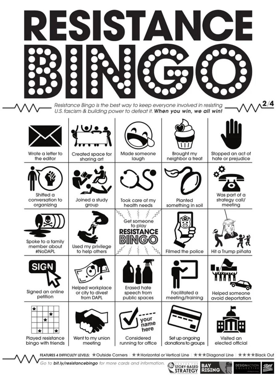 bingo board game to teach resistance