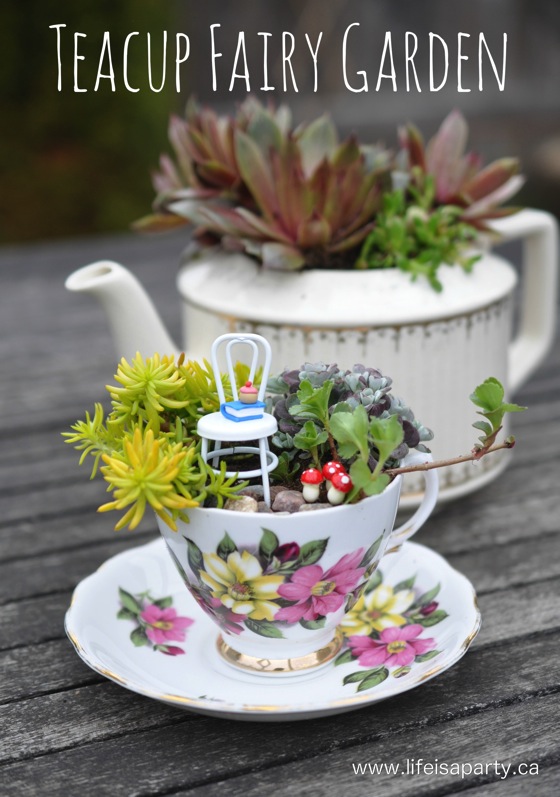 Teacup fairy garden DIY from Life Is a Party