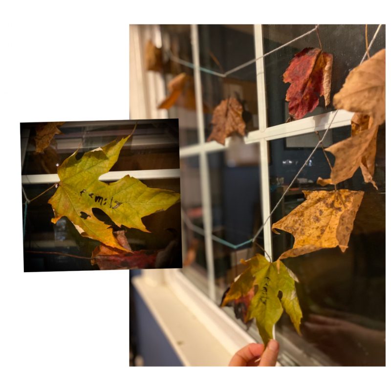 Easy gratitude activities for kids: Make a thankful garland with fallen leaves from your yard | Photo (c) Kate Etue for Cool Mom Picks Easy gratitude activities for kids: Make a thankful garland with fallen leaves from your yard | Photo (c) Kate Etue for Cool Mom Picks